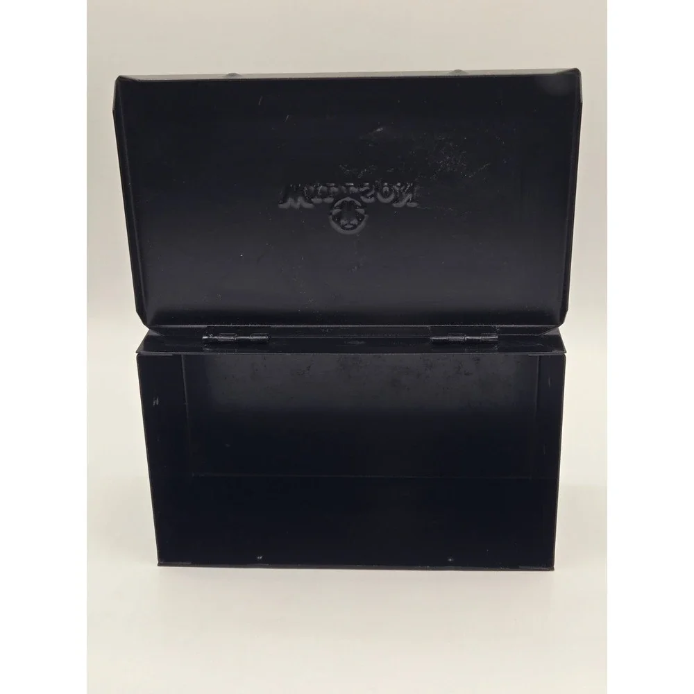 Vintage Wilson England Goggles Case Black Metal Hinged Box Storage